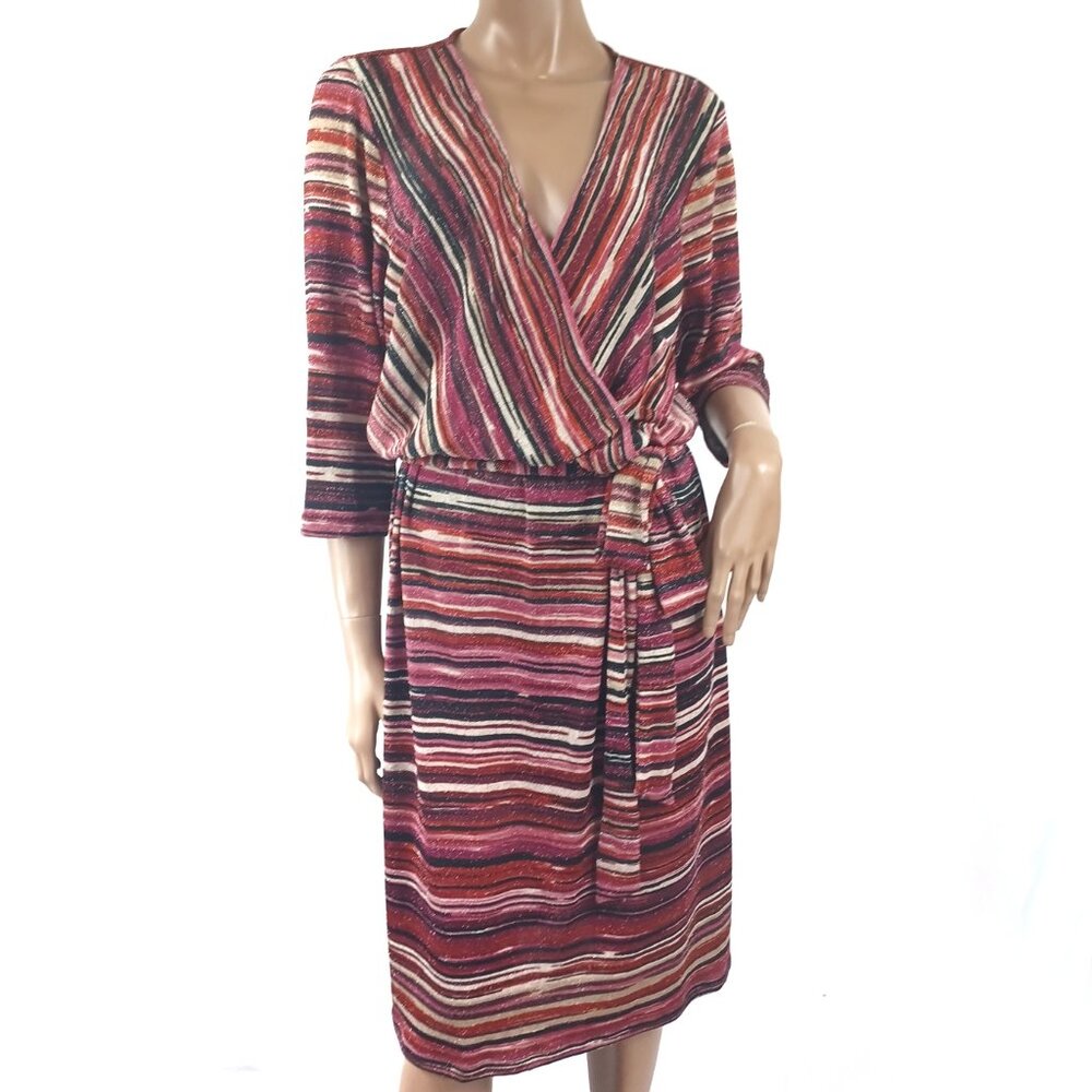 LANE BRYANT Dress Stripe Stretch Knit Metallic Crossover 22/24 NWT